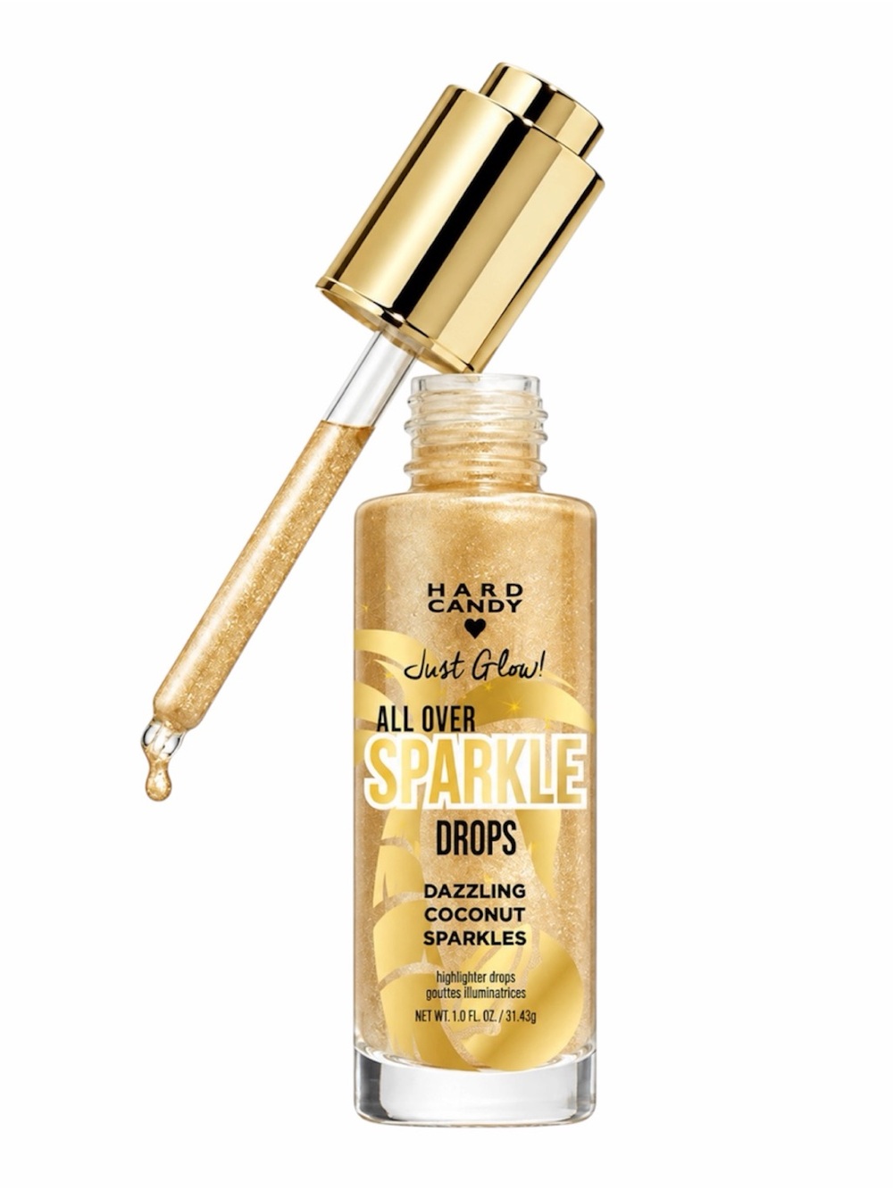 HARD CANDY JUST GLOW! ALL OVER SPARKLE DROPS, DAZZLING COCONUT - NEW, NO BOX